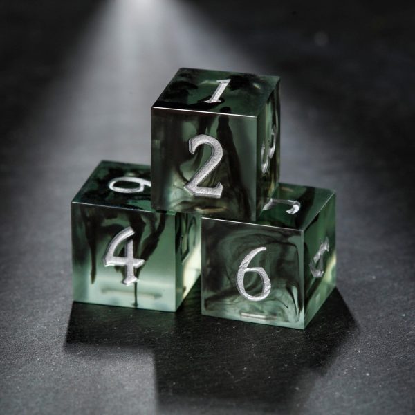 Smoky Dark Olive Resin F Word DnD D&D Dice Set Sale - Image 4