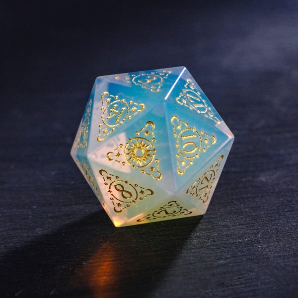 Opalite Gemstone Astrology Motif DnD D&D Dice Set For Discount - Image 3