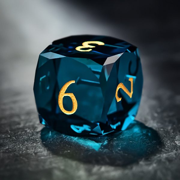 Multifaceted Dark Blue Glass Flying Dragon DnD D&D Dice Set Discount - Image 5
