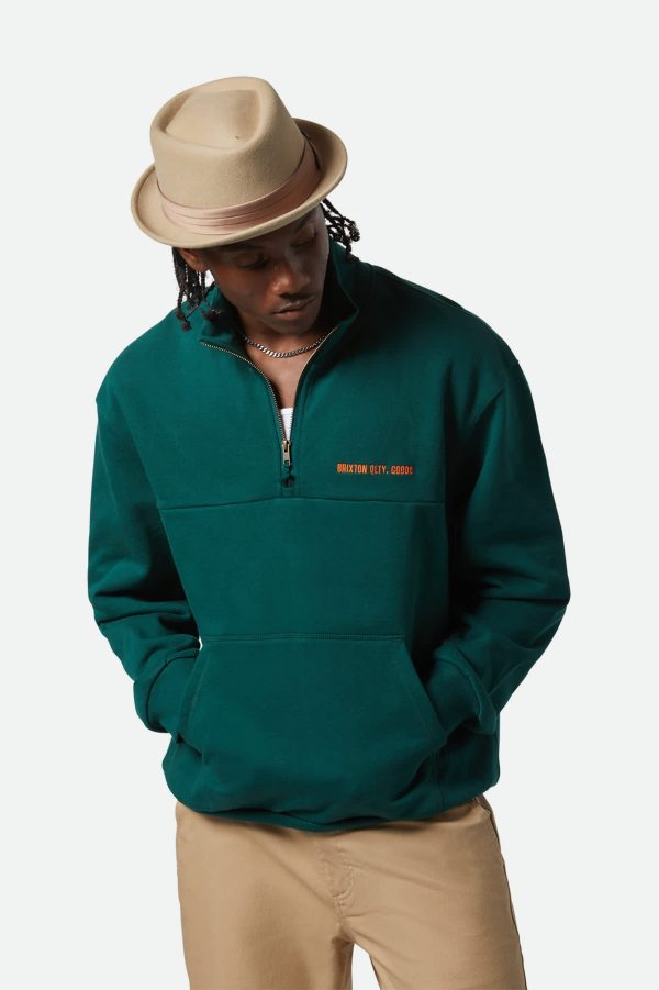 Embroidered Heavyweight Oversized Half Zip - Deep Emerald Sale - Image 3