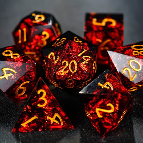 Black Red Resin DnD D&D Dice Set on Sale - Image 2