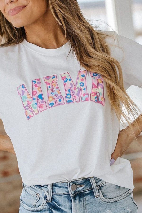 Leopard Embroidered Mama Graphic Tee | DROPSHIP Online Hot Sale