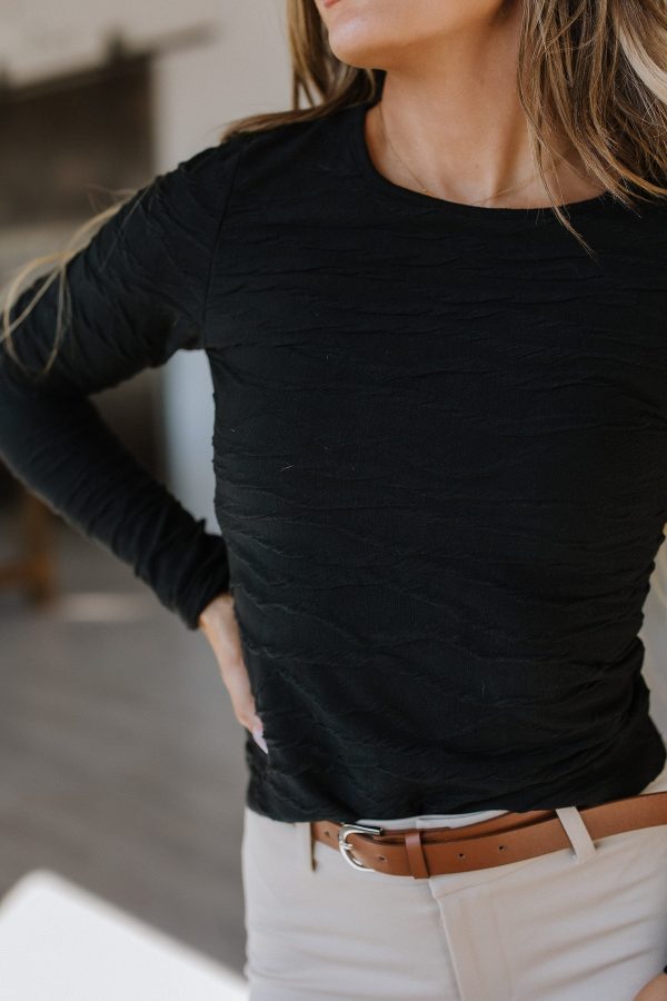Kev Wavy Textured Long Sleeve Top Hot on Sale - Image 2