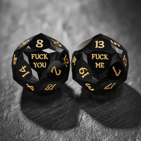 Multifaceted Black Obsidian Gemstone F Word DnD D&D Dice Set Online now