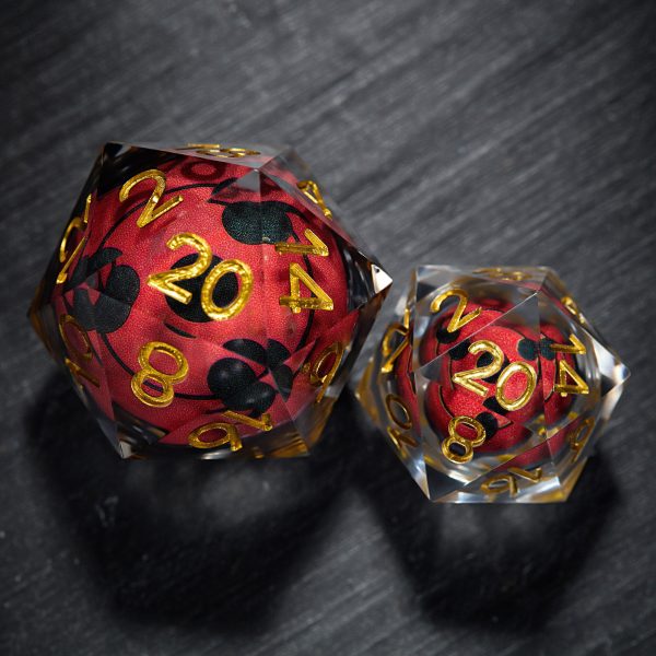 Floating Red Sharingan Eye Liquid Core Resin DnD D&D Dice Set Cheap - Image 5
