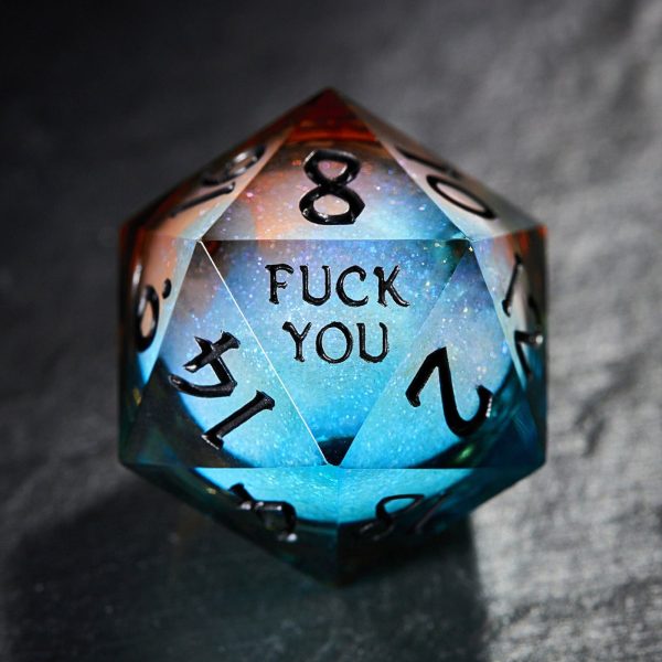 Blue Galaxy Liquid Core Resin F Word DnD D&D Dice Set For Cheap