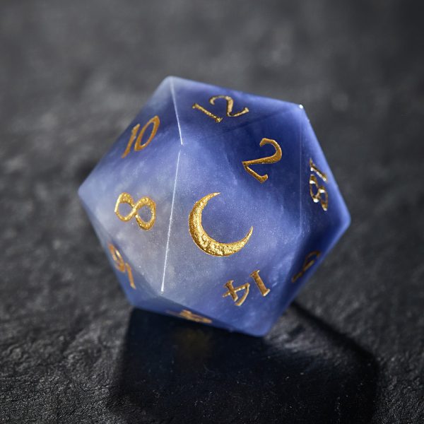 Blue Yooperlite UV Reactive Gemstone Moon DnD D&D Dice Set Hot on Sale - Image 3