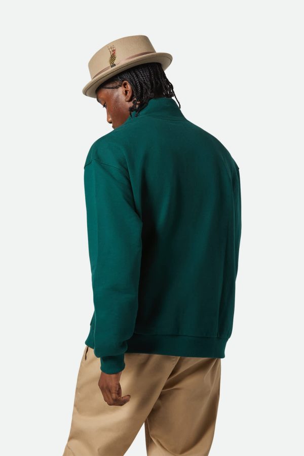 Embroidered Heavyweight Oversized Half Zip - Deep Emerald Sale - Image 4
