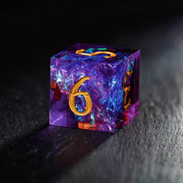 Purple Glitter Galaxy DnD D&D Resin Dice Set Sale - Image 5