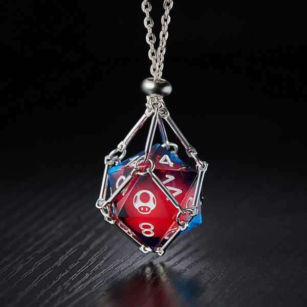Blue Galaxy Liquid Core Resin Mario Mushroom DnD D&D Dice Set on Sale - Image 2