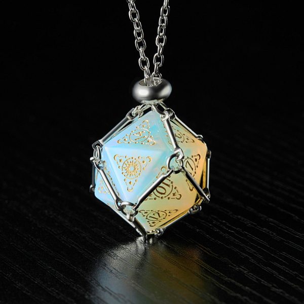 Opalite Gemstone Astrology Motif DnD D&D Dice Set For Discount - Image 4