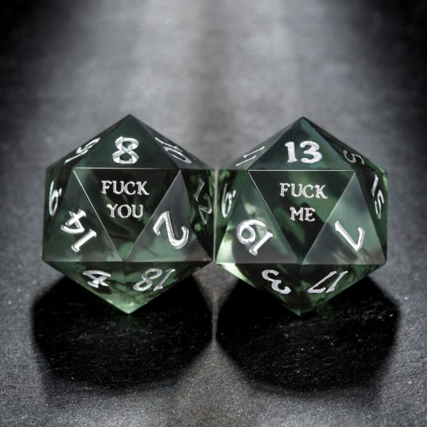 Smoky Dark Olive Resin F Word DnD D&D Dice Set Sale