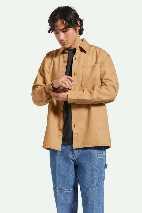 Selden L S Overshirt - Tobacco Brown Worn Wash Cheap - Image 3