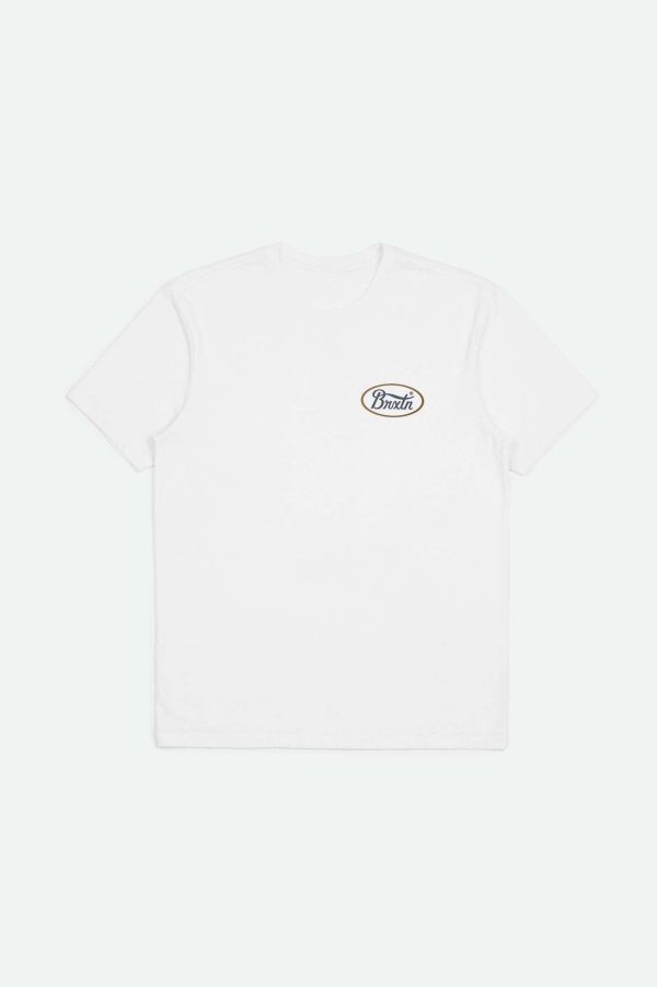 Parsons S S Tailored T-Shirt - White Washed Navy Brown Online Sale