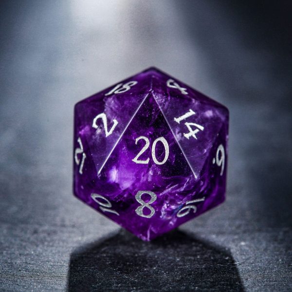 Amethyst Gemstone DnD D&D Dice Set For Discount - Image 2