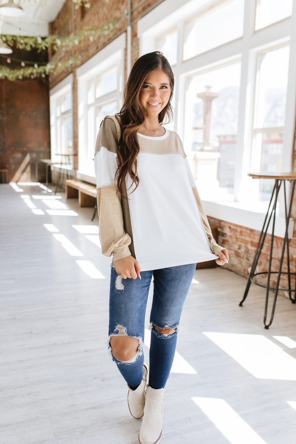Dulce Color Block Long Sleeve Top For Cheap - Image 3