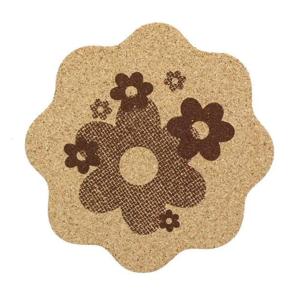 Single Retro Cork Drink Coaster - Daisies Cheap