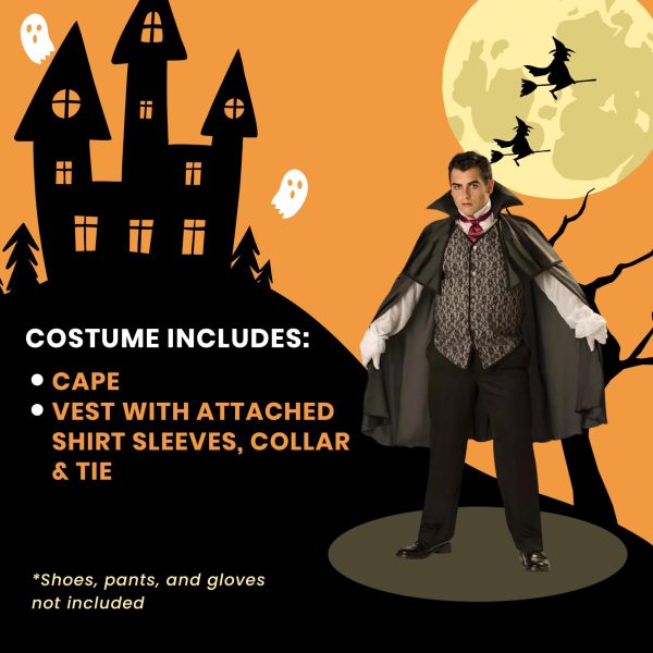 Midnight Vampire Cape & Vest Designer Costume Adult Discount - Image 4