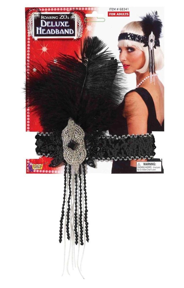 Deluxe Black And Silver Sequin Flapper Headband For Cheap - Image 4