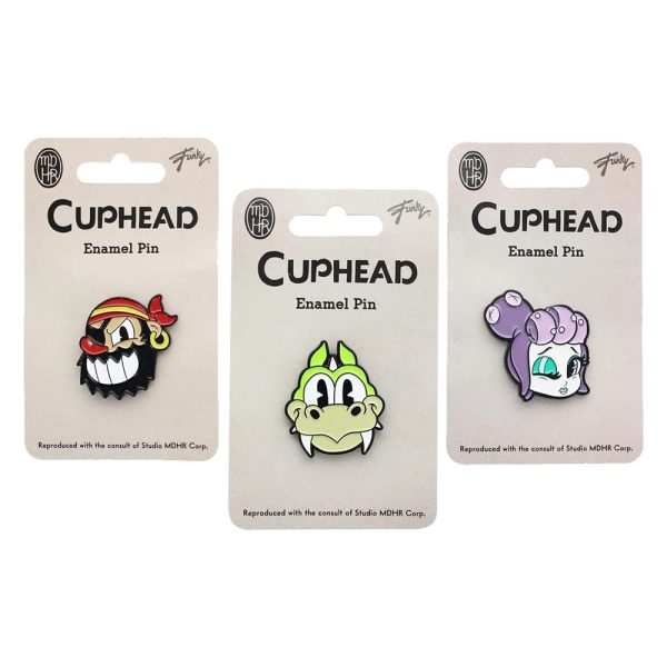 Cuphead Enamel Collector Pin Set of 3 with Mermaid, Pirate and Dragon Boss Online now
